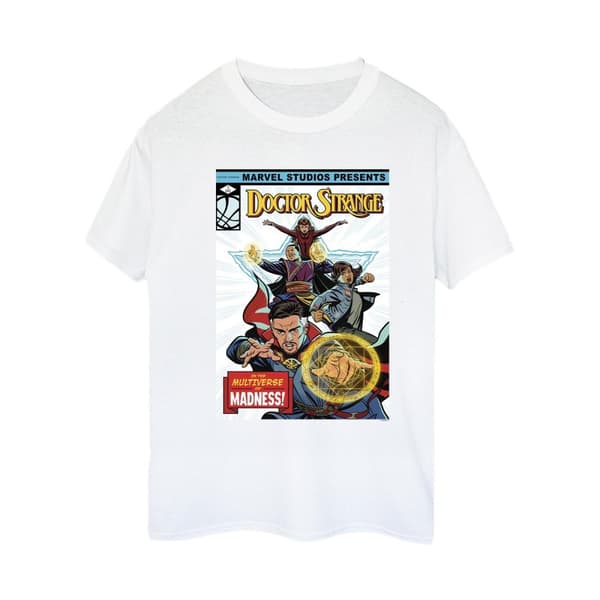 Marvel Dam/Tjej Doctor Strange Comic Cover Boyfriend-T-shirt i bomull White M