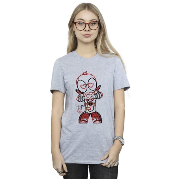 Marvel Womens/Ladies Deadpool Love Beam Line Cotton Boyfriend T-Shirt