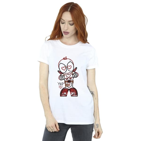 Marvel Womens/Ladies Deadpool Love Beam Line Cotton Boyfriend T-Shirt