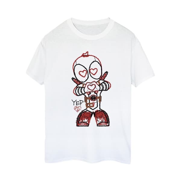 Marvel Womens/Ladies Deadpool Love Beam Line Cotton Boyfriend T-Shirt
