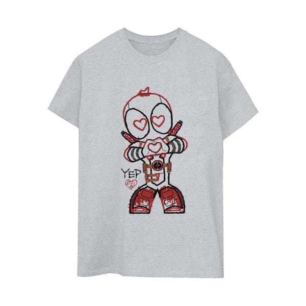 Marvel Womens/Ladies Deadpool Love Beam Line Cotton Boyfriend T-Shirt