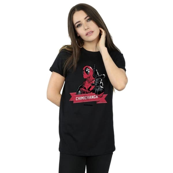 Marvel Dam/Tjej Deadpool Chimichanga Finger Boyfriend T-shirt i bomull