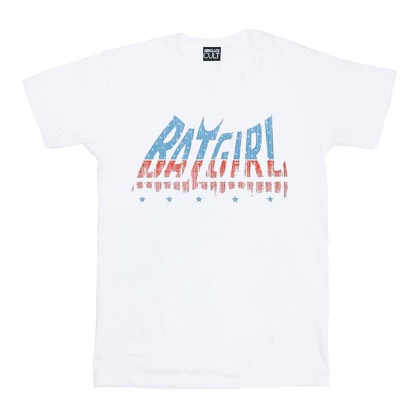 DC Comics Womens/Ladies Batgirl American Logo Cotton Boyfriend T-Shirt White 5XL