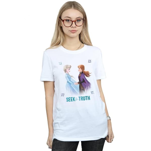 Disney Womens/Ladies Frozen 2 Elsa And Anna Seek The Truth Cotton Boyfriend T-Shirt