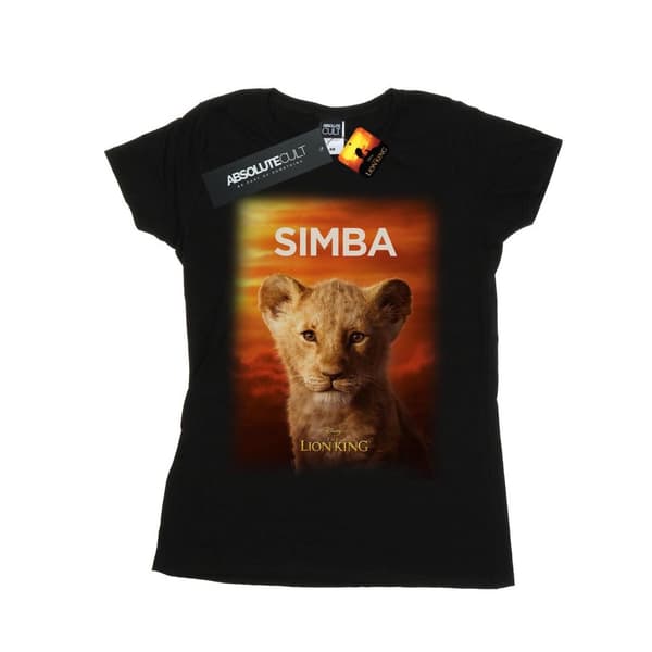 Disney Womens/Ladies The Lion King Movie Baby Simba Poster Cotton T-Shirt Black XL