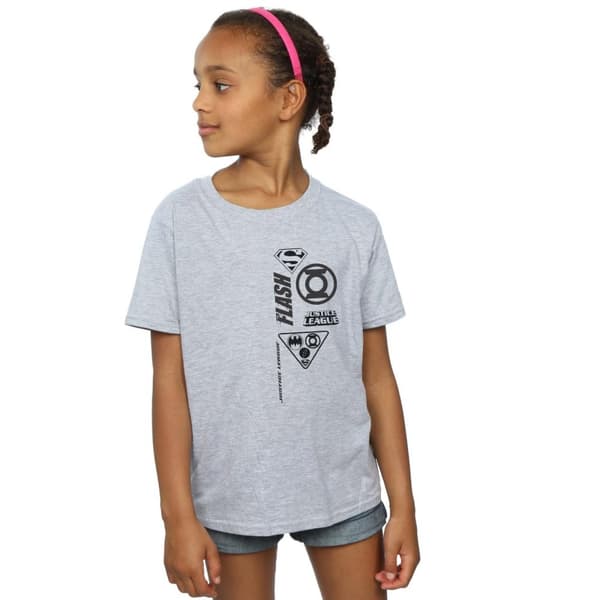 DC Comics Girls Justice League Chest Icons Cotton T-Shirt