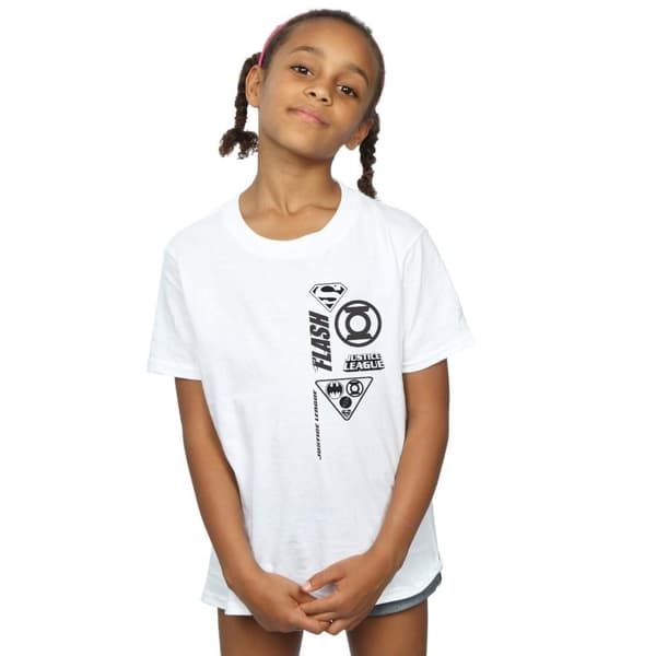 DC Comics Girls Justice League Chest Icons Cotton T-Shirt