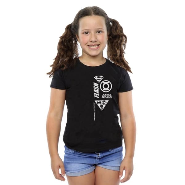 DC Comics Girls Justice League Chest Icons Cotton T-Shirt