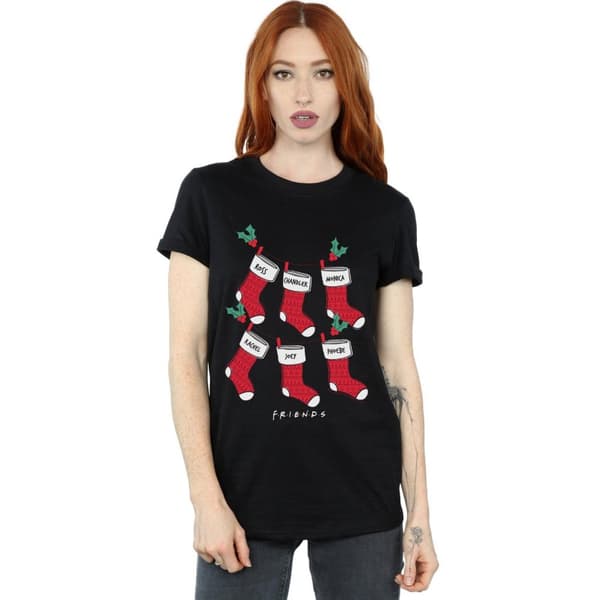 Friends Dam/Julstrumpor Boyfriend-T-shirt i bomull