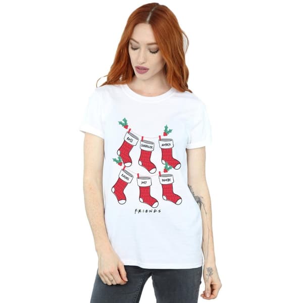 Friends Dam/Julstrumpor Boyfriend-T-shirt i bomull