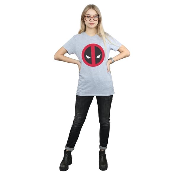 Marvel Dam/Tjej - Deadpool - Boyfriend-t-shirt i bomull med stor ren logotyp