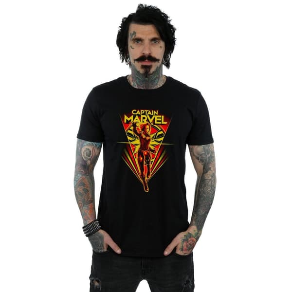Marvel Mens Captain Marvel Flying V T-Shirt