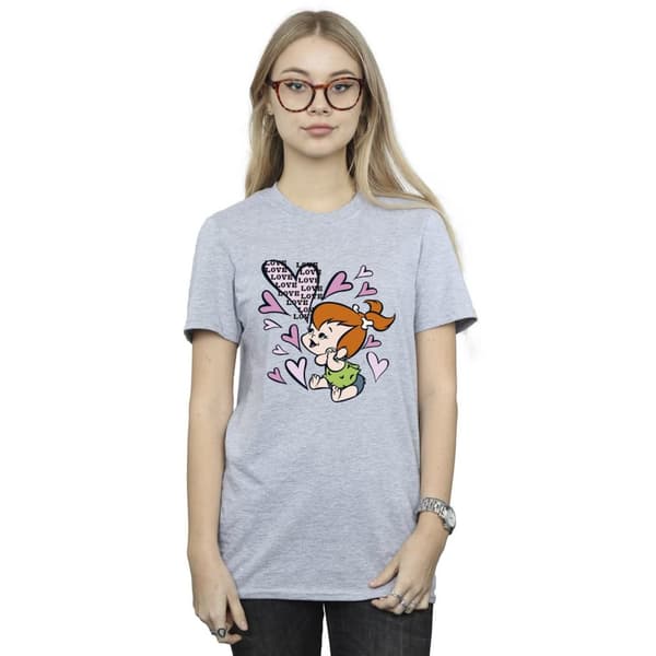 The Flintstones Womens/Ladies Pebbles Love Love Love Cotton Boyfriend T-Shirt
