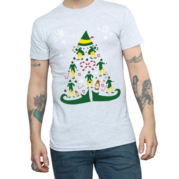 Elf T-shirt med julgran för herrar
