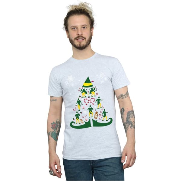 Elf T-shirt med julgran för herrar