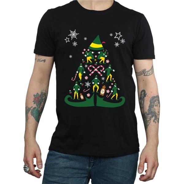 Elf T-shirt med julgran för herrar