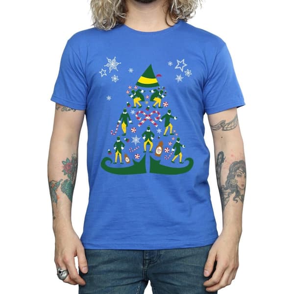 Elf T-shirt med julgran för herrar