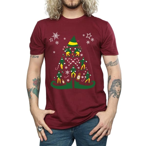 Elf T-shirt med julgran för herrar
