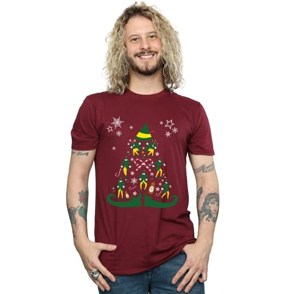 Elf T-shirt med julgran för herrar