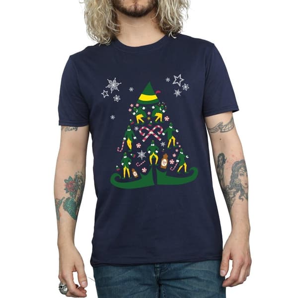 Elf T-shirt med julgran för herrar