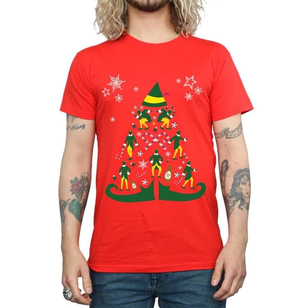Elf T-shirt med julgran för herrar