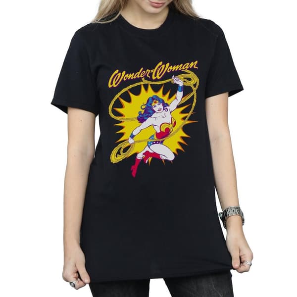 DC Comics Womens/Ladies Wonder Woman Leap Cotton Boyfriend T-Shirt