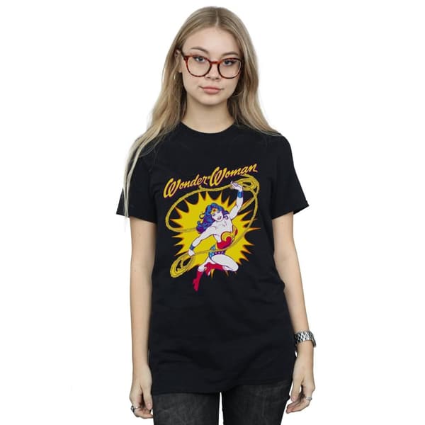 DC Comics Womens/Ladies Wonder Woman Leap Cotton Boyfriend T-Shirt