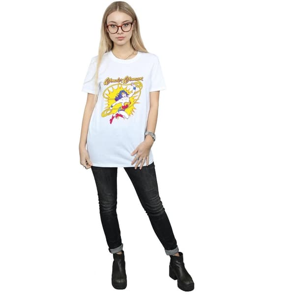 DC Comics Womens/Ladies Wonder Woman Leap Cotton Boyfriend T-Shirt
