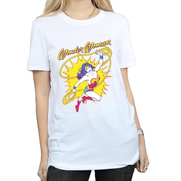 DC Comics Womens/Ladies Wonder Woman Leap Cotton Boyfriend T-Shirt