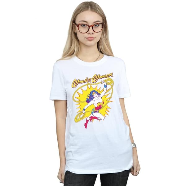 DC Comics Womens/Ladies Wonder Woman Leap Cotton Boyfriend T-Shirt