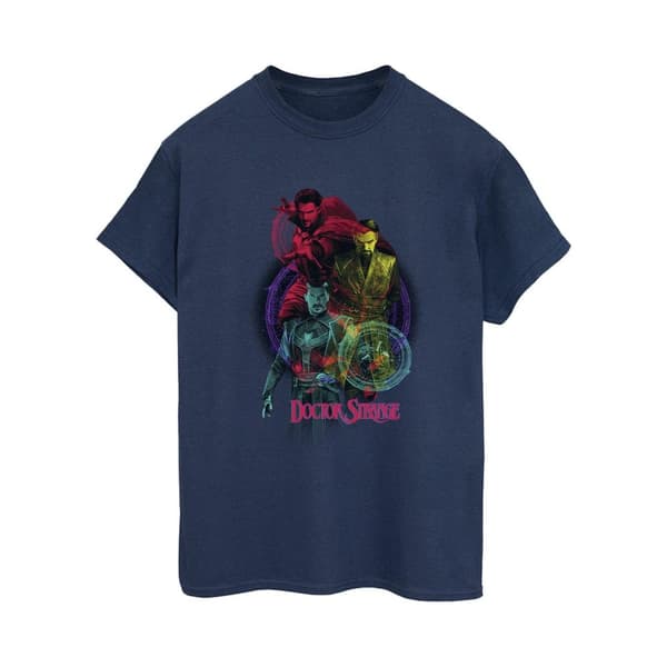 Marvel Womens/Ladies Doctor Strange Rainbow Cotton Boyfriend T-Shirt Navy Blue M