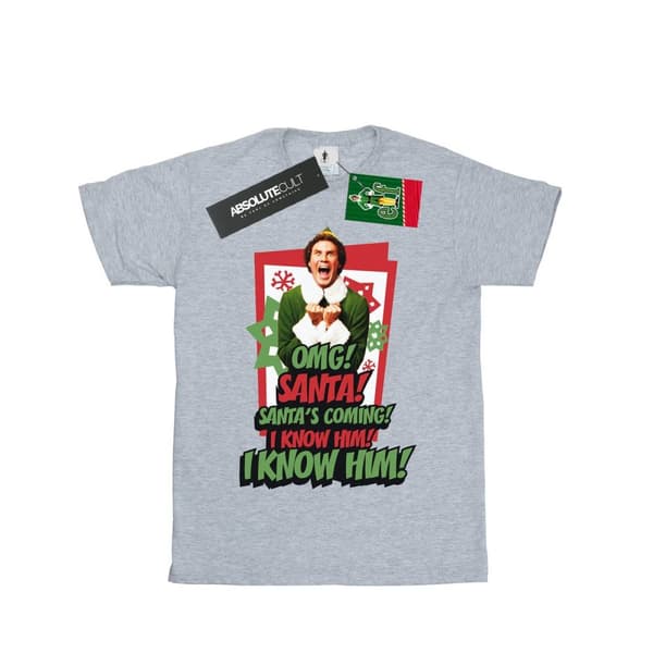 Elf Dam/Tjej OMG Santa Boyfriend-T-shirt i bomull Sports Grey XXL