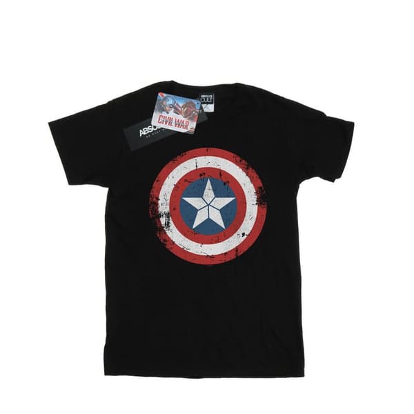 Marvel Womens/Ladies Captain America Civil War Distressed Shield Cotton Boyfriend T-Shirt