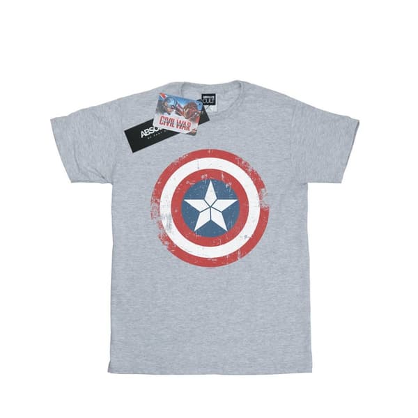 Marvel Womens/Ladies Captain America Civil War Distressed Shield Cotton Boyfriend T-Shirt