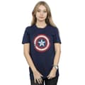 Miniatyrbillede 2 af 3: Marvel Womens/Ladies Captain America Civil War Distressed Shield Cotton Boyfriend T-Shirt