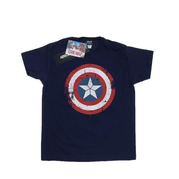 Marvel Womens/Ladies Captain America Civil War Distressed Shield Cotton Boyfriend T-Shirt