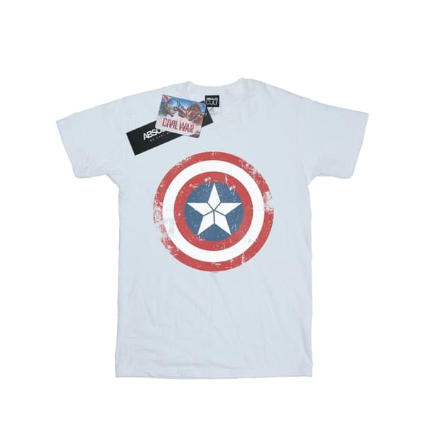 Marvel Womens/Ladies Captain America Civil War Distressed Shield Cotton Boyfriend T-Shirt