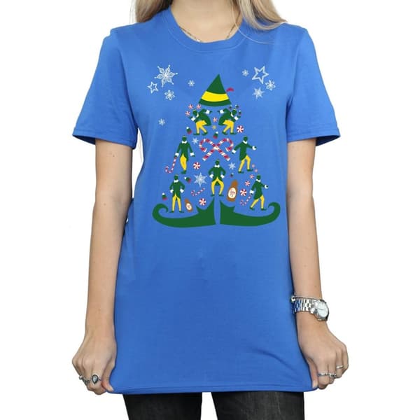 Elf Womens/Ladies Christmas Tree Cotton Boyfriend T-Shirt