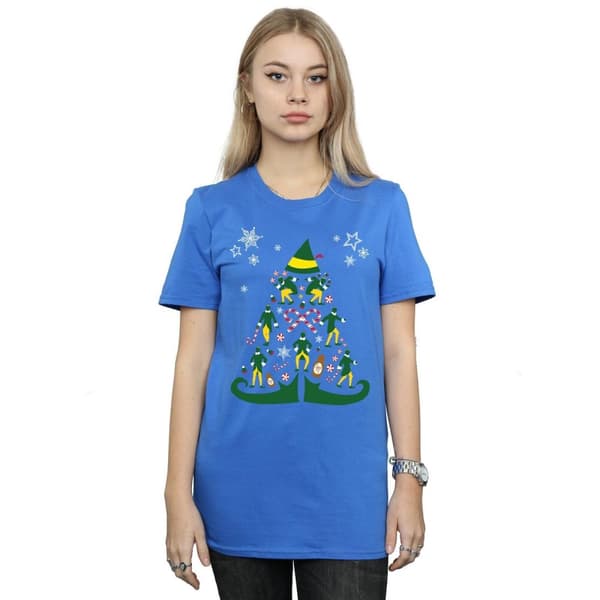 Elf Womens/Ladies Christmas Tree Cotton Boyfriend T-Shirt