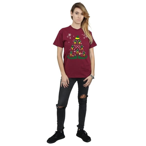 Elf Womens/Ladies Christmas Tree Cotton Boyfriend T-Shirt