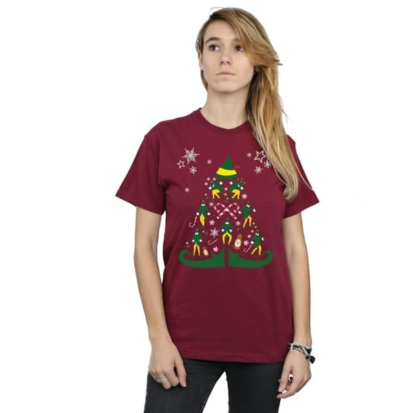 Elf Womens/Ladies Christmas Tree Cotton Boyfriend T-Shirt