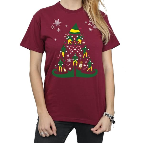 Elf Womens/Ladies Christmas Tree Cotton Boyfriend T-Shirt