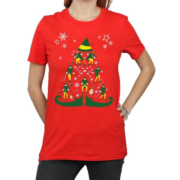 Elf Womens/Ladies Christmas Tree Cotton Boyfriend T-Shirt