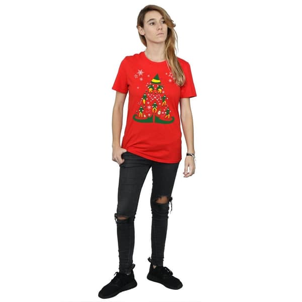 Elf Womens/Ladies Christmas Tree Cotton Boyfriend T-Shirt