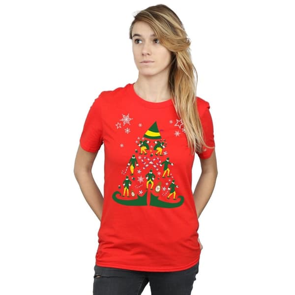 Elf Womens/Ladies Christmas Tree Cotton Boyfriend T-Shirt