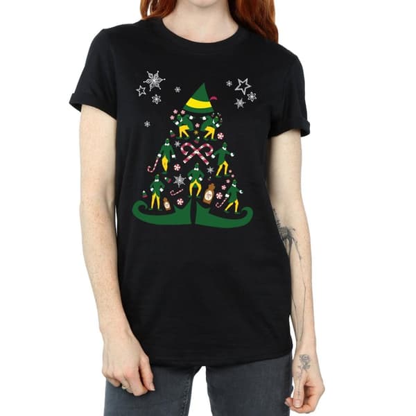 Elf Womens/Ladies Christmas Tree Cotton Boyfriend T-Shirt