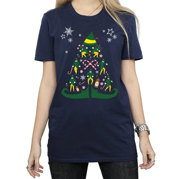 Elf Womens/Ladies Christmas Tree Cotton Boyfriend T-Shirt