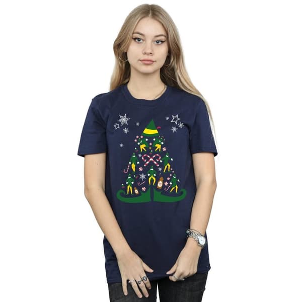 Elf Womens/Ladies Christmas Tree Cotton Boyfriend T-Shirt