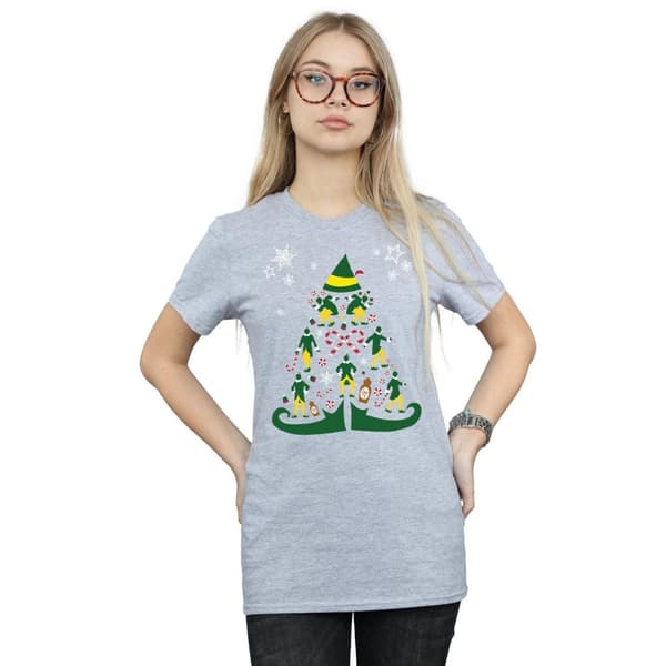 Elf Womens/Ladies Christmas Tree Cotton Boyfriend T-Shirt