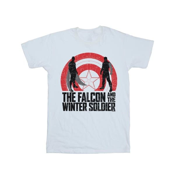 Marvel Boys The Falcon And The Winter Soldier Shield Silhouettes T-Shirt White 7-8 Years